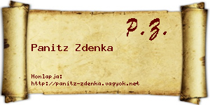Panitz Zdenka névjegykártya